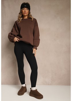 Czarne Legginsy High Waist z Prążkowanego Materiału z Wiskozą Tevandra ze sklepu renee.pl w kategorii Spodnie damskie - zdjęcie 186518661