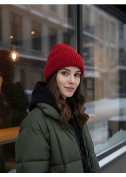 Sinsay - Prążkowana czapka beanie - czerwony ze sklepu Sinsay w kategorii Czapki zimowe damskie - zdjęcie 186519232