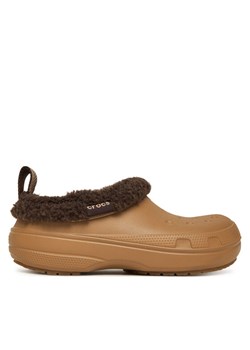Klapki Crocs Classic Lined Shorty 211380 Brązowy ze sklepu eobuwie.pl w kategorii Kapcie damskie - zdjęcie 186520164
