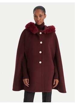 YES LONDON Płaszcz wełniany CD1223ECO Bordowy Regular Fit ze sklepu MODIVO w kategorii Płaszcze damskie - zdjęcie 186525510