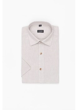 KOSZULA FORMENTO 3241 KRÓTKI RĘKAW SLIM FIT BEŻOWA Z LNEM ze sklepu Recman w kategorii Koszule męskie - zdjęcie 186531680