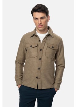 KOSZULA OVERSHIRT 3279 DŁUGI RĘKAW CUSTOM FIT BEŻOWA ze sklepu Recman w kategorii Koszule męskie - zdjęcie 186532282