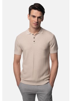 KOSZULKA POLO IGLESIA BEŻOWA Z WISKOZY ze sklepu Recman w kategorii T-shirty męskie - zdjęcie 186532423