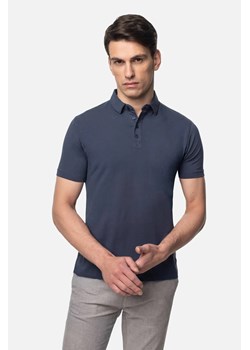 KOSZULKA POLO LIERMO GRANATOWA 0001 Z BAWEŁNY TYPU JERSEY ze sklepu Recman w kategorii T-shirty męskie - zdjęcie 186532461