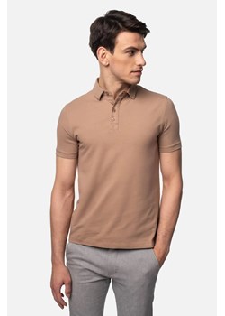 KOSZULKA POLO LIERMO BEŻOWA Z BAWEŁNY TYPU JERSEY ze sklepu Recman w kategorii T-shirty męskie - zdjęcie 186532471