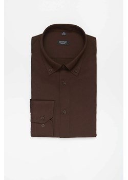 KOSZULA FORMENTO 3258D DŁUGI RĘKAW CUSTOM FIT BRĄZOWA 0001 Z WISKOZĄ ze sklepu Recman w kategorii Koszule męskie - zdjęcie 186533423
