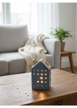 Sinsay - Świecznik świąteczny w kształcie domku - niebieski ze sklepu Sinsay w kategorii Świeczniki - zdjęcie 186540063