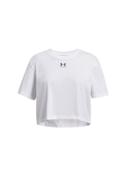 Dziewczęca koszulka oversize Under Armour UA Rival SS - biała ze sklepu Sportstylestory.com w kategorii Bluzki dziewczęce - zdjęcie 186540330