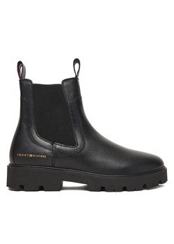 Sztyblety Tommy Hilfiger Lthr Low Chelsea FW0FW08775 Czarny ze sklepu eobuwie.pl w kategorii Botki - zdjęcie 186540931