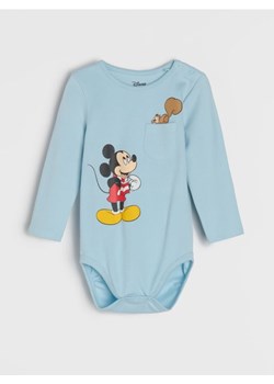 Sinsay - Body z kieszenią i nadrukiem Mickey Mouse - niebieski ze sklepu Sinsay w kategorii Body niemowlęce - zdjęcie 186544932