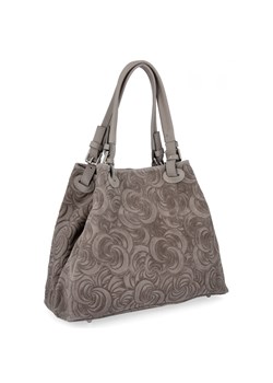 Włoska Torebka Skórzana Shopper Bag w Modne Wzory 5566-S Ziemista ze sklepu PaniTorbalska w kategorii Torby Shopper bag - zdjęcie 186546703