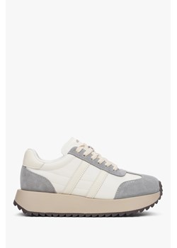 ES8: Beżowo-szare sneakersy damskie ze skóry naturalnej i weluru ze sklepu Estro w kategorii Buty sportowe damskie - zdjęcie 186547132