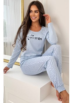 Bawełniana piżama damska długa błękitna Star, Kolor niebieski, Rozmiar S, Donna - id: 219312 - marki Donna - 186547323 Bawełniana piżama damska długa błękitna Star, Kolor niebieski, Rozmiar S, Donna ze sklepu Intymna w kategorii Piżamy damskie - zdjęcie 186547323