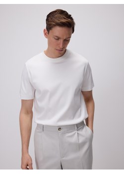 Reserved - T-shirt regular z merceryzowanej bawełny - złamana biel ze sklepu Reserved w kategorii T-shirty męskie - zdjęcie 186547921