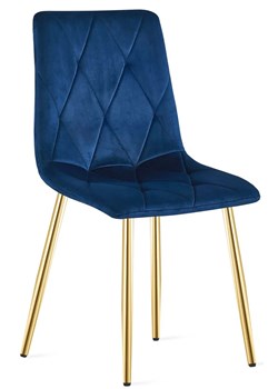 Granatowe krzesło tapicerowane glamour N9-W75 ze sklepu Edinos.pl w kategorii Krzesła - zdjęcie 186548962