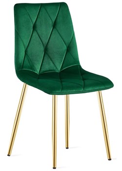 Zielone pikowane krzesło welurowe glamour M1-C09 ze sklepu Edinos.pl w kategorii Krzesła - zdjęcie 186548983