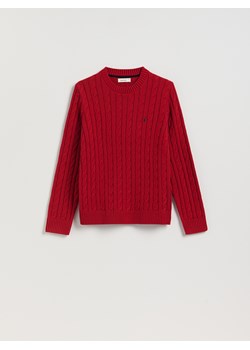 Reserved - Sweter z warkoczowym splotem - czerwony ze sklepu Reserved w kategorii Swetry męskie - zdjęcie 186550062