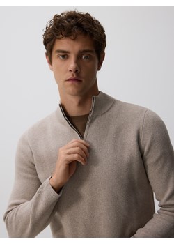 Reserved - Sweter z rozpinanym golfem - beżowy ze sklepu Reserved w kategorii Swetry męskie - zdjęcie 186550143