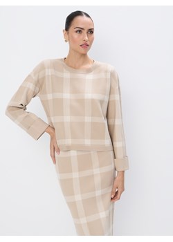 Mohito - Beżowy sweter w kratę - beżowy ze sklepu Mohito w kategorii Swetry damskie - zdjęcie 186551632