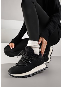 Czarne Sneakersy w Stylu Śniegowców na Grubej Podeszwie z Tłoczeniem Sinetta ze sklepu born2be.pl w kategorii Buty sportowe damskie - zdjęcie 186552472