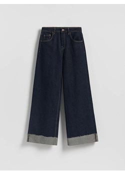 Reserved - Jeansy wide leg z podwinięciem - granatowy ze sklepu Reserved w kategorii Jeansy damskie - zdjęcie 186552892