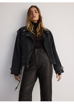 Reserved - Kurtka jeansowa z paskiem - szary ze sklepu Reserved w kategorii Kurtki damskie - zdjęcie 186555381