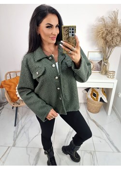 katana koszula anchela baranek bukla ze złotymi guzikami - khaki ze sklepu STYLOWO w kategorii Koszule damskie - zdjęcie 186555620