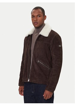 JOOP! Jeans Kurtka skórzana Byer 2620066 Brązowy Regular Fit ze sklepu MODIVO w kategorii Kurtki męskie - zdjęcie 186555782