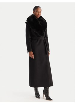 YES LONDON Płaszcz wełniany CD1218ECO Czarny Regular Fit ze sklepu MODIVO w kategorii Płaszcze damskie - zdjęcie 186555892