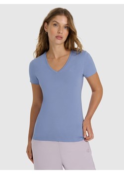 Damski t-shirt slim basic 4F 4FWAW25TTSHF2969 - niebieski ze sklepu Sportstylestory.com w kategorii Bluzki damskie - zdjęcie 186558403