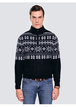 Sweter męski ze skandynawskim wzorem granatowy Kevino 403 ze sklepu Big Star w kategorii Swetry męskie - zdjęcie 186558523