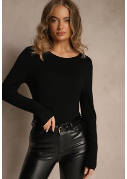 Czarny Gładki Sweter w Minimalistycznym Stylu Tevra ze sklepu renee.pl w kategorii Swetry damskie - zdjęcie 186559634
