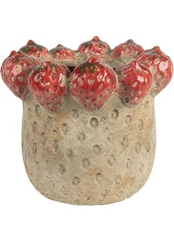 Clayre &amp; Eef Doniczka w kolorze beżowo-czerwonym - wys. 19 x Ø 16 cm ze sklepu Limango Polska w kategorii Doniczki i osłonki - zdjęcie 186560331
