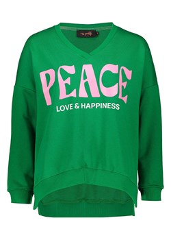 miss goodlife Bluza &quot;Peace Love &amp; Happiness&quot; w kolorze zielonym ze sklepu Limango Polska w kategorii Bluzy damskie - zdjęcie 186560400