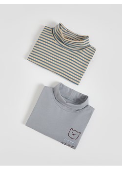 Reserved - Bawełniany longsleeve 2 pack - jasnoszary ze sklepu Reserved w kategorii T-shirty chłopięce - zdjęcie 186563122