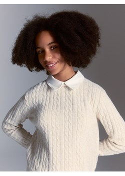 Reserved - Sweter z imitacją koszuli - kremowy ze sklepu Reserved w kategorii Swetry dziewczęce - zdjęcie 186563211