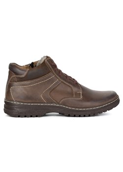 Buty męskie skórzane zimowe ocieplane KOMODO 907K trzewiki na zamek brązowe ze sklepu butyolivier w kategorii Buty zimowe męskie - zdjęcie 186565963