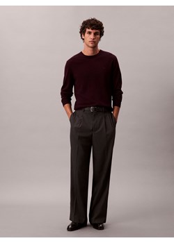 Calvin Klein Męski wełniany sweter Mężczyźni bordowy jednolity ze sklepu vangraaf w kategorii Swetry męskie - zdjęcie 186570474