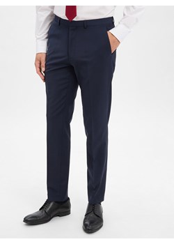 HUGO Spodnie - Hesten Mężczyźni Super Slim Fit granatowy jednolity ze sklepu vangraaf w kategorii Spodnie męskie - zdjęcie 186570483