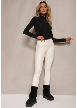 Białe Legginsy z Imitacji Skóry High Waist z Polarem Selabra ze sklepu renee.pl w kategorii Spodnie damskie - zdjęcie 186570934
