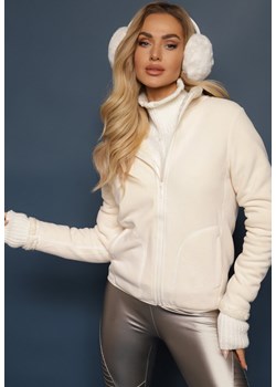 Biała Rozpinana Bluza z Weluru Asinya ze sklepu renee.pl w kategorii Bluzy damskie - zdjęcie 186570944