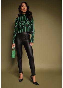 Czarne Legginsy z Imitacji Skóry High Waist z Ociepleniem Felilith ze sklepu renee.pl w kategorii Spodnie damskie - zdjęcie 186570974