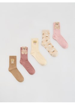 Reserved - Skarpertki z misiem 5 pack - jasnofioletowy ze sklepu Reserved w kategorii Skarpetki dziecięce - zdjęcie 186571654