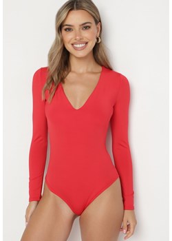 Czerwone Body z Okrągłym Dekoltem i Długim Rękawem Zailea ze sklepu born2be.pl w kategorii Body damskie - zdjęcie 186573321