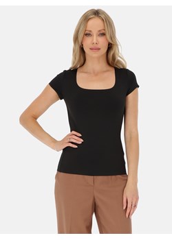 Czarny t-shirt damski basic z dekoltem w karo Potis & Verso Wella ze sklepu Eye For Fashion w kategorii Bluzki damskie - zdjęcie 186574961