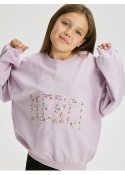 Reserved - Bawełniana bluza z aplikacją - lawendowy ze sklepu Reserved w kategorii Bluzy dziewczęce - zdjęcie 186575201