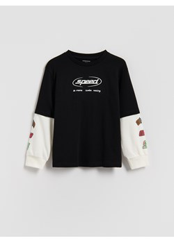 Reserved - Bawełniany longsleeve - czarny ze sklepu Reserved w kategorii Bluzy chłopięce - zdjęcie 186575263