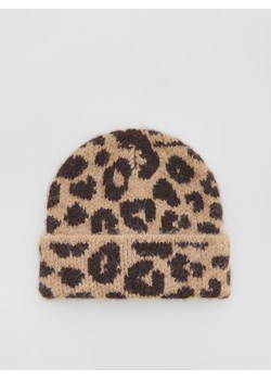 Reserved - Czapka beanie w panterkę - brązowy - id: 635FE-82X - marki Reserved - 186577060 Reserved - Czapka beanie w panterkę - brązowy ze sklepu Reserved w kategorii Czapki zimowe damskie - zdjęcie 186577060