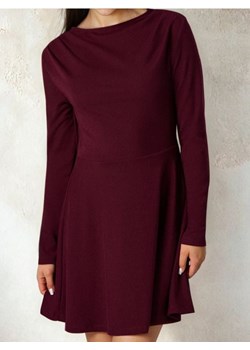 Sinsay - Rozkloszowana sukienka dresowa - bordowy ze sklepu Sinsay w kategorii Sukienki - zdjęcie 186578574