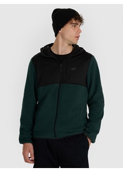 Męski polar rozpinany bez kaptura 4F 4FWAW25TFLEM417 - zielony ze sklepu Sportstylestory.com w kategorii Bluzy męskie - zdjęcie 186579930